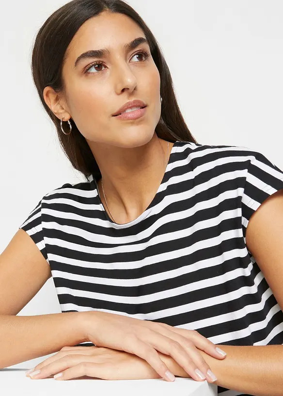 Randig T-shirt i ekologisk bomull, bonprix