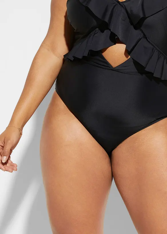 Baddräkt med cut-out och volanger, bonprix