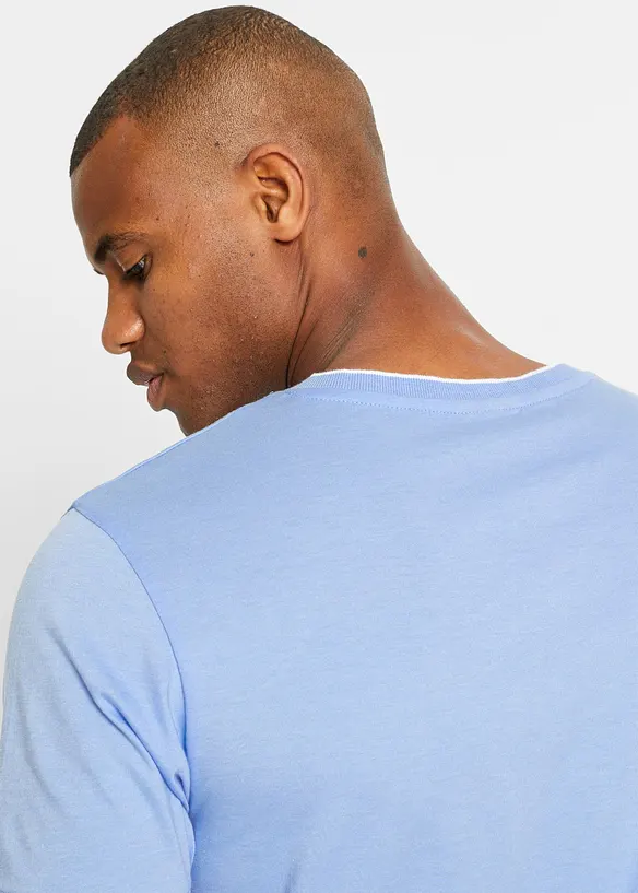 T-shirt med V-ringning med dubbel kant, bonprix