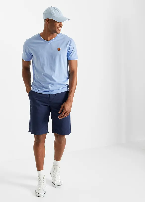T-shirt med V-ringning med dubbel kant, bonprix