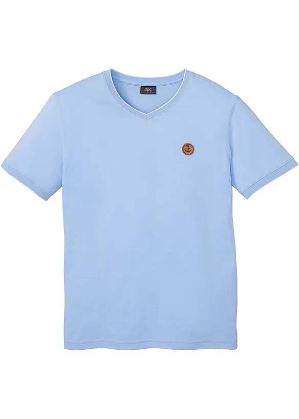 T-shirt med V-ringning med dubbel kant, bonprix