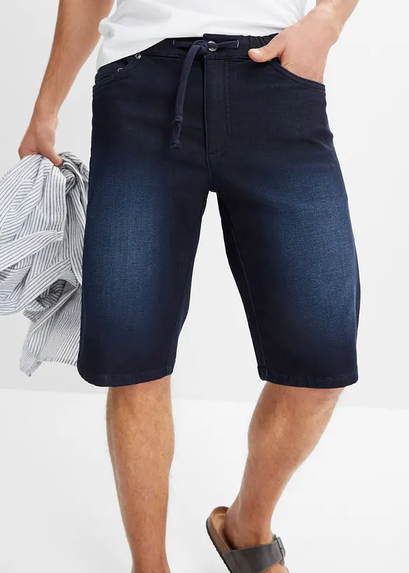 Trikåbermudas med bekvämt snitt och jeanslook, normal passform, bonprix