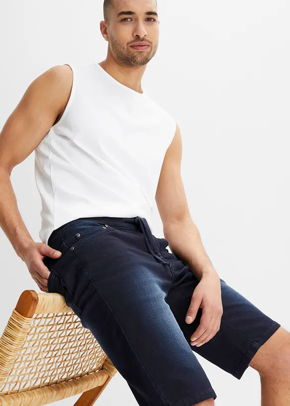 Trikåbermudas med bekvämt snitt och jeanslook, normal passform, bonprix