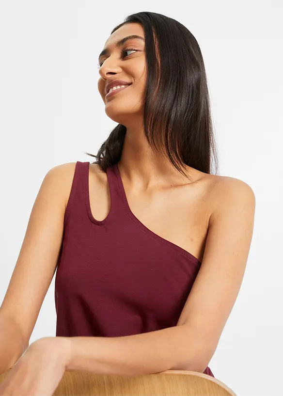Cold shoulder-linne med ekologisk bomull, bonprix