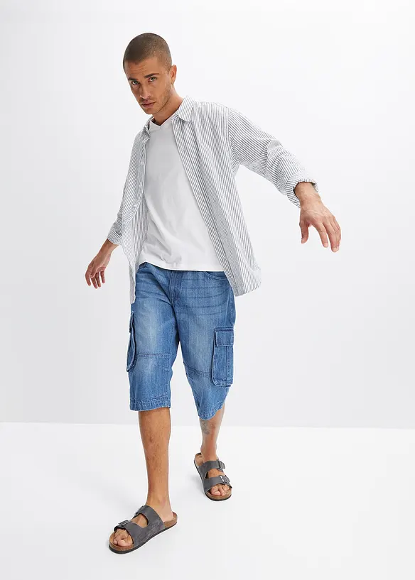 Långa jeansbermudas, Relaxed Fit, bonprix