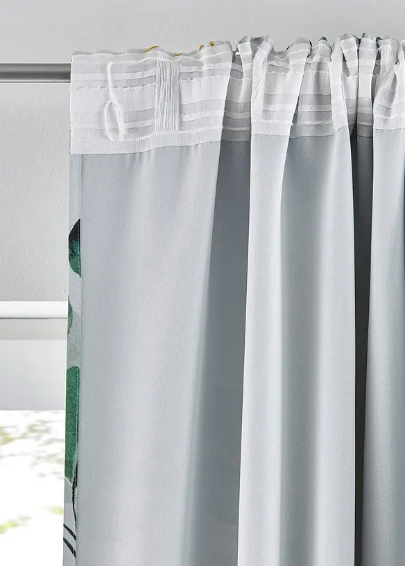 Mörkläggande gardinlängd med glansigt blommönster (1-pack), bonprix