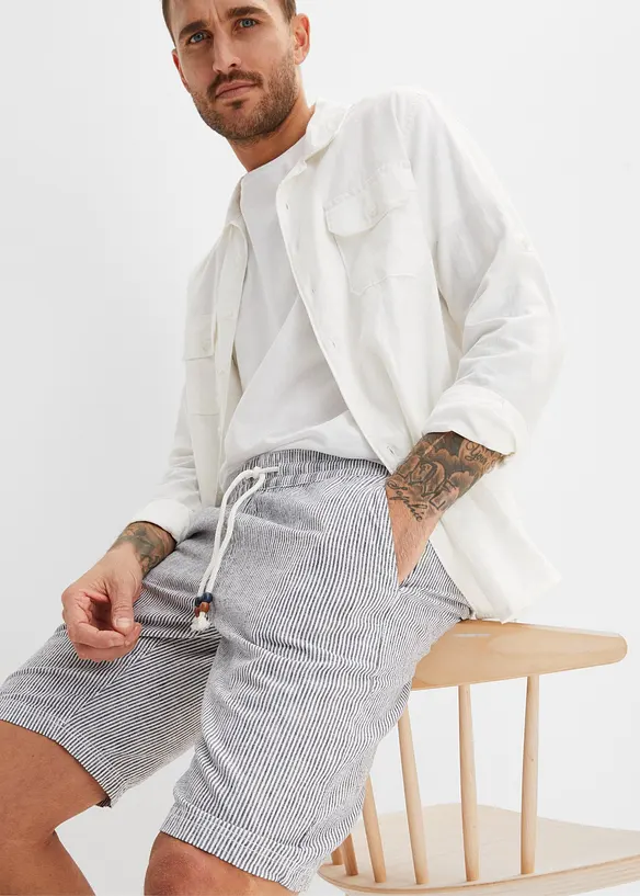 Bermudas med linne, normal passform, bonprix