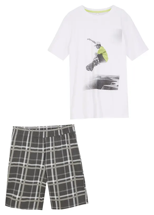 T-shirt och trikåshorts för barn (2 delar) i ekologisk bomull, bonprix
