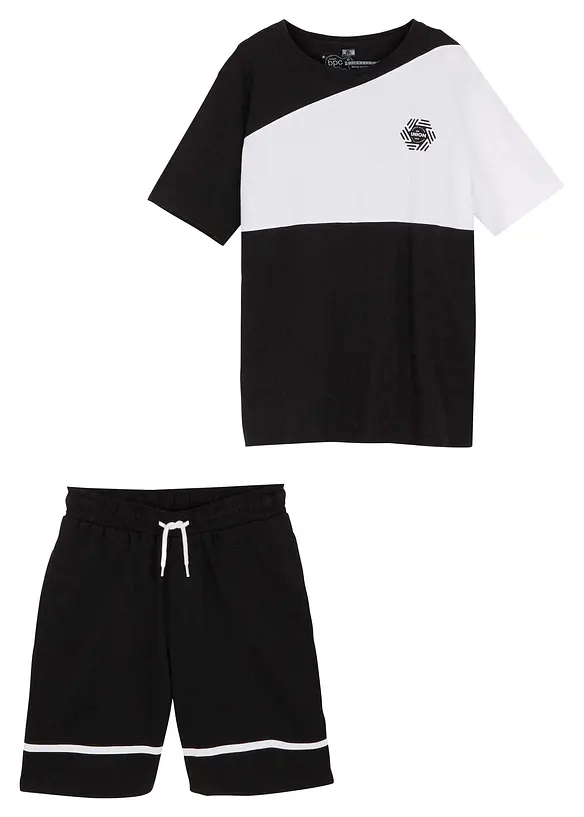 T-shirt och trikåshorts för barn (2 delar), ekologisk bomull, bonprix