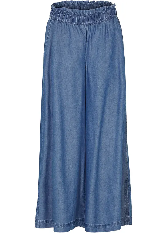 Följsamma palazzojeans med slits i sidan, 7/8-längd, bonprix