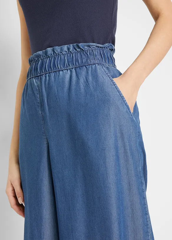 Följsamma palazzojeans med slits i sidan, 7/8-längd, bonprix