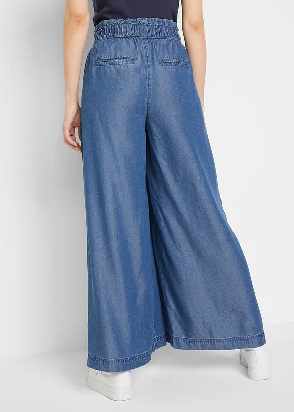 Följsamma palazzojeans med slits i sidan, 7/8-längd, bonprix