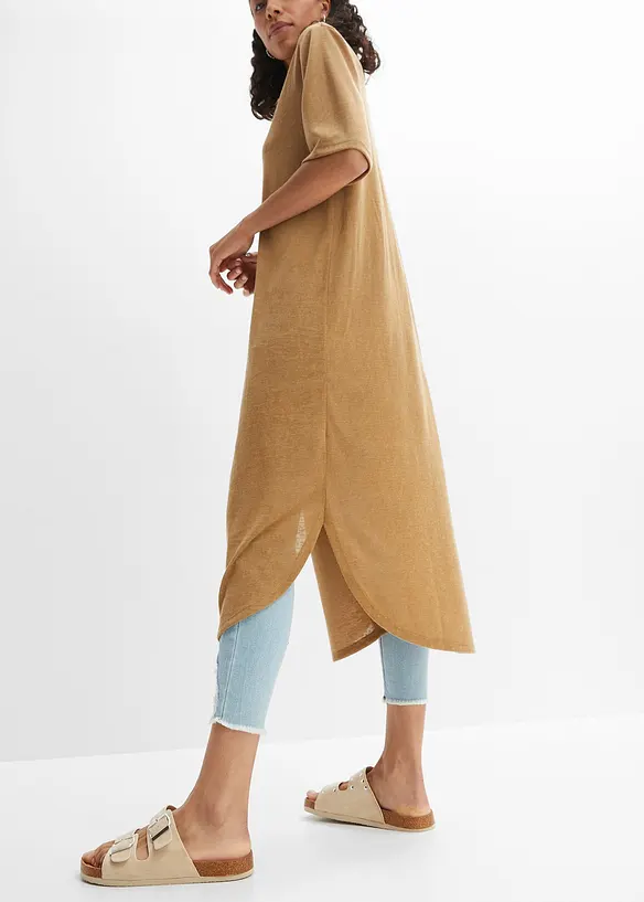 Lång cardigan med linnelook, bonprix