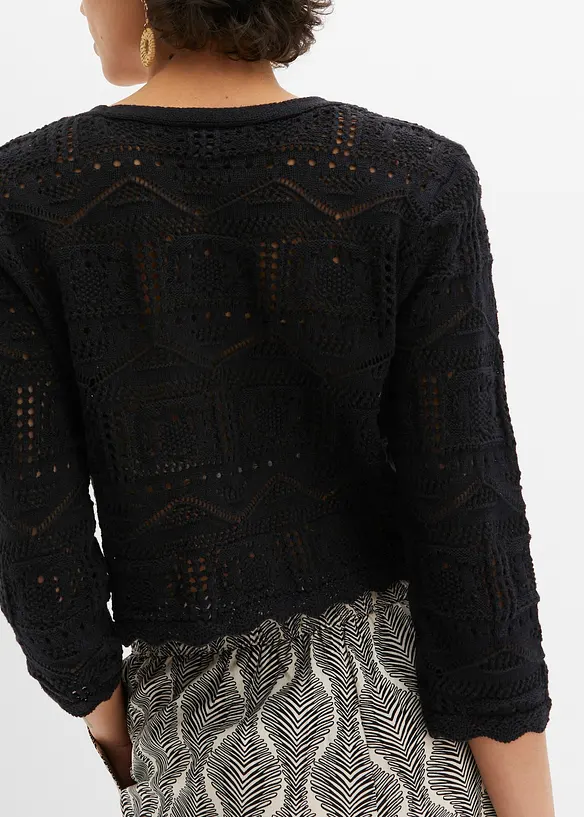 Hålmönstrad bolero med 3/4-ärm, bonprix