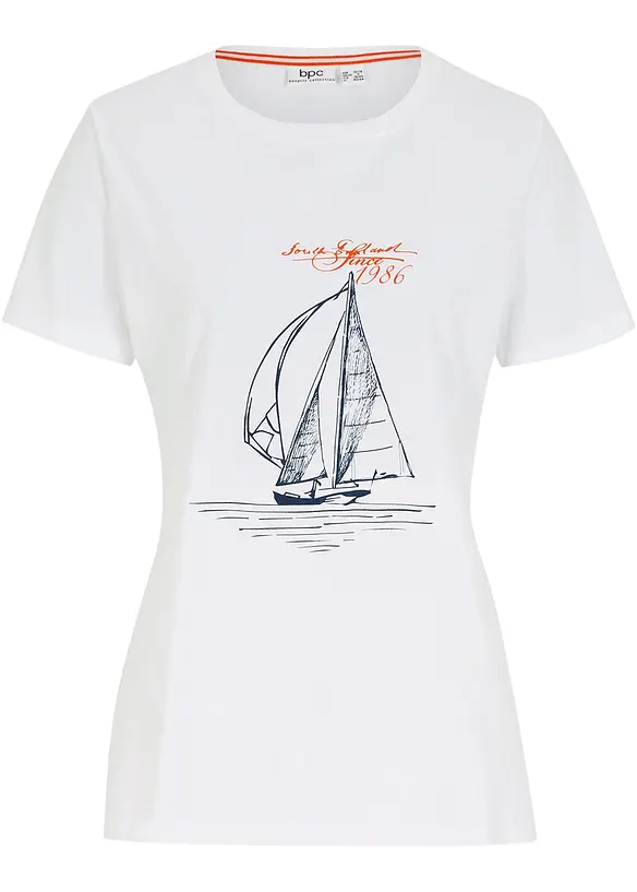 T-shirt i bomull med slits i sidan och tryck, bonprix