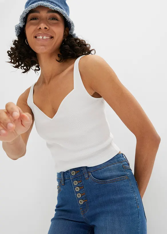 Vida jeans med ofållade benslut, bonprix