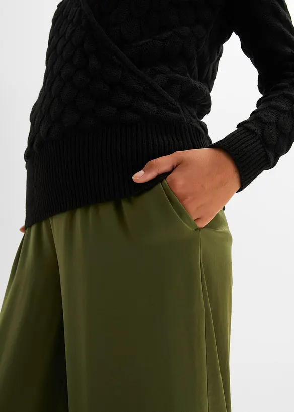 Hålmönstrad tröja med omlottlook, bonprix