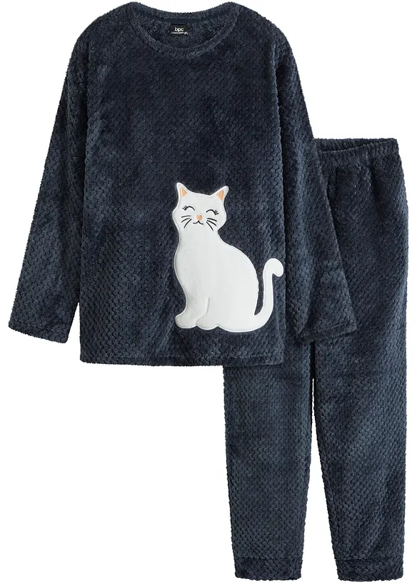 Mysdress av fleece med strukturmönster och applikation, bonprix