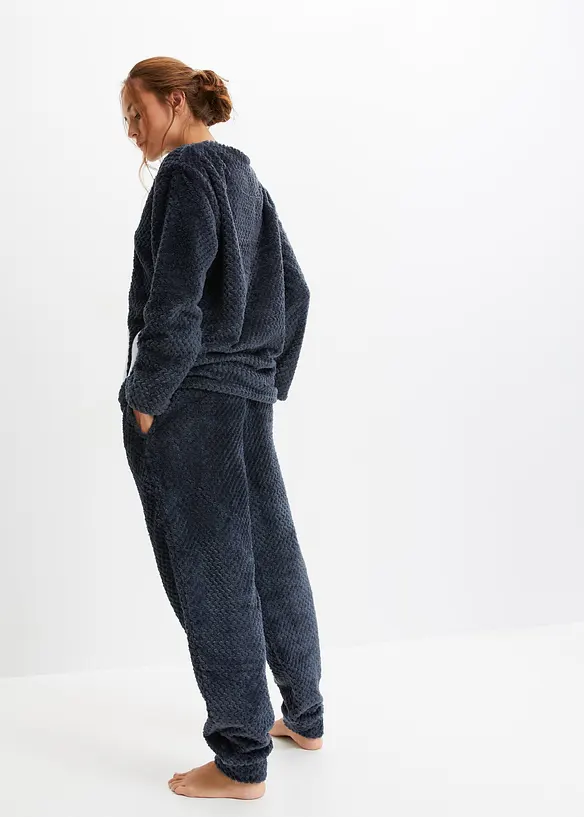 Mysdress av fleece med strukturmönster och applikation, bonprix