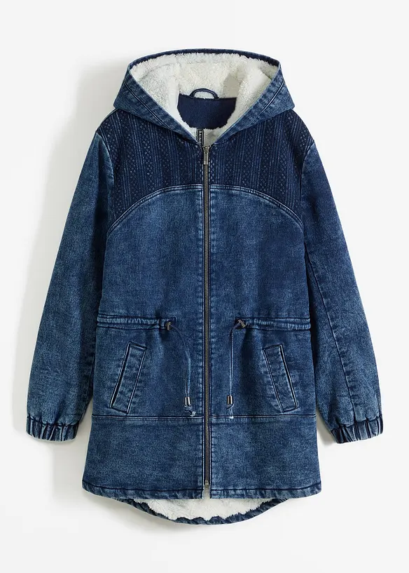 Jeansparkas med teddypäls, bonprix