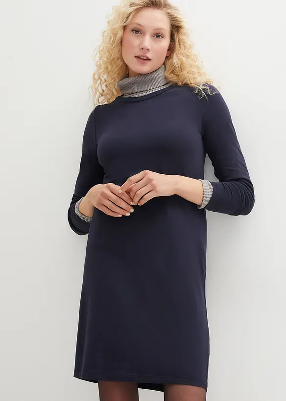 Jerseyklänning av bomull med stretch (2-pack), bonprix