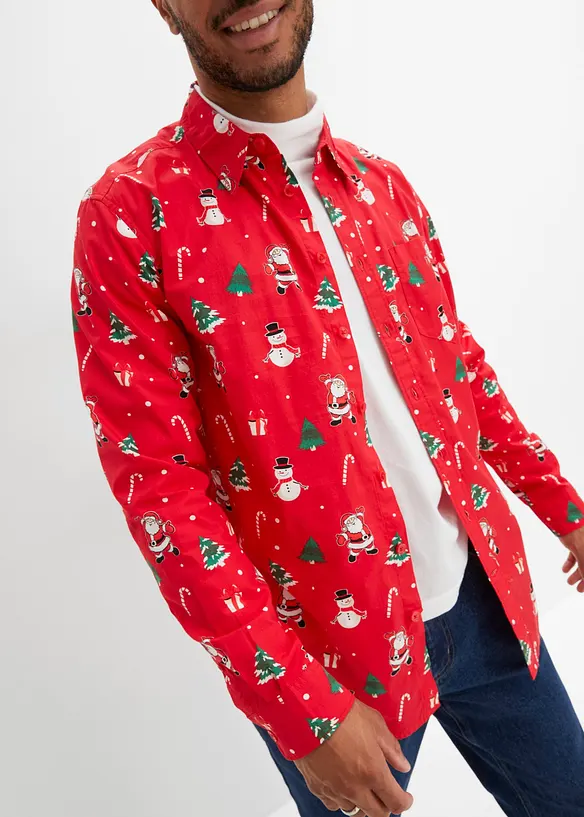 Långärmad skjorta med julmotiv, bonprix