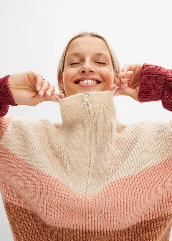 Tröja med krage och dragkedja, bonprix