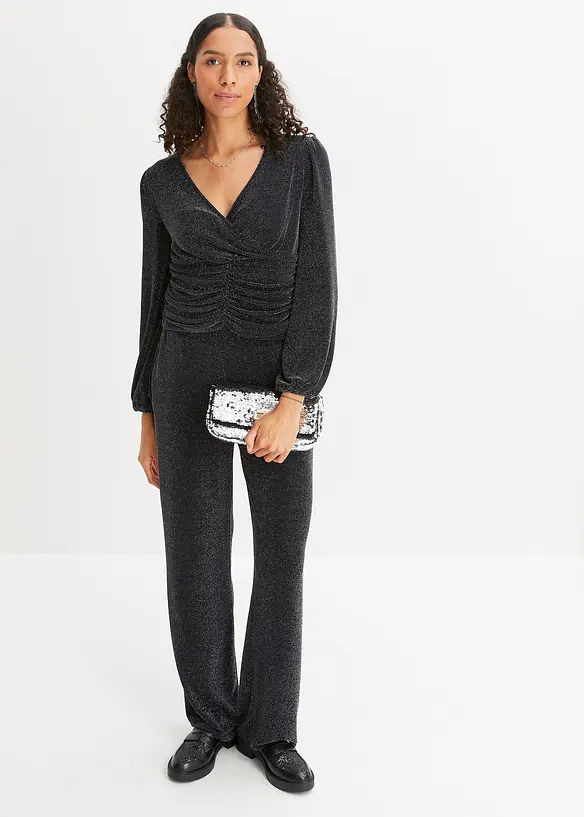 Jerseybyxa med glittereffekt, bonprix