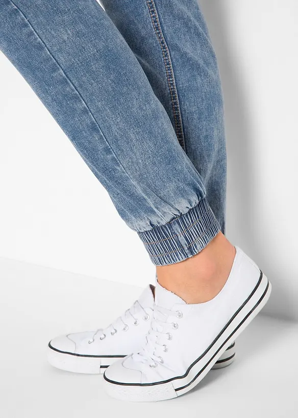Mammajoggers i denim av ekologisk bomull, bonprix