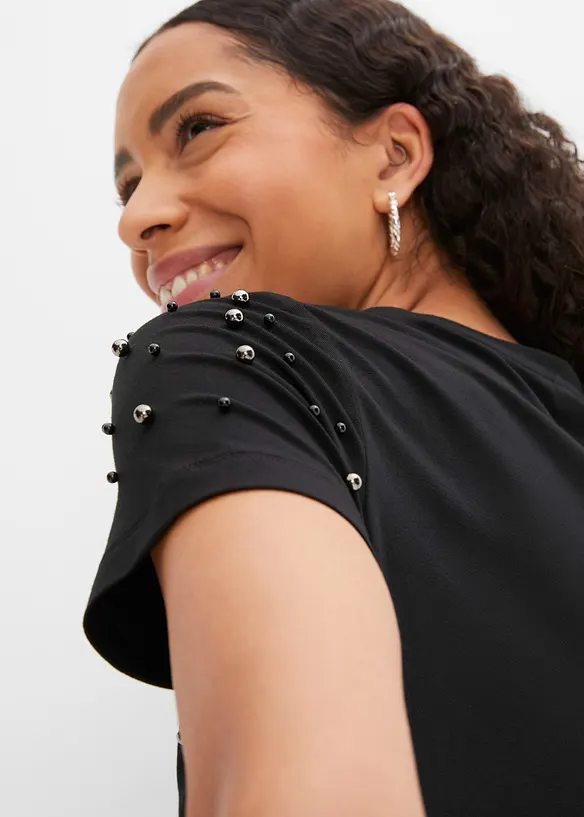 T-shirt med pärlapplikation, bonprix