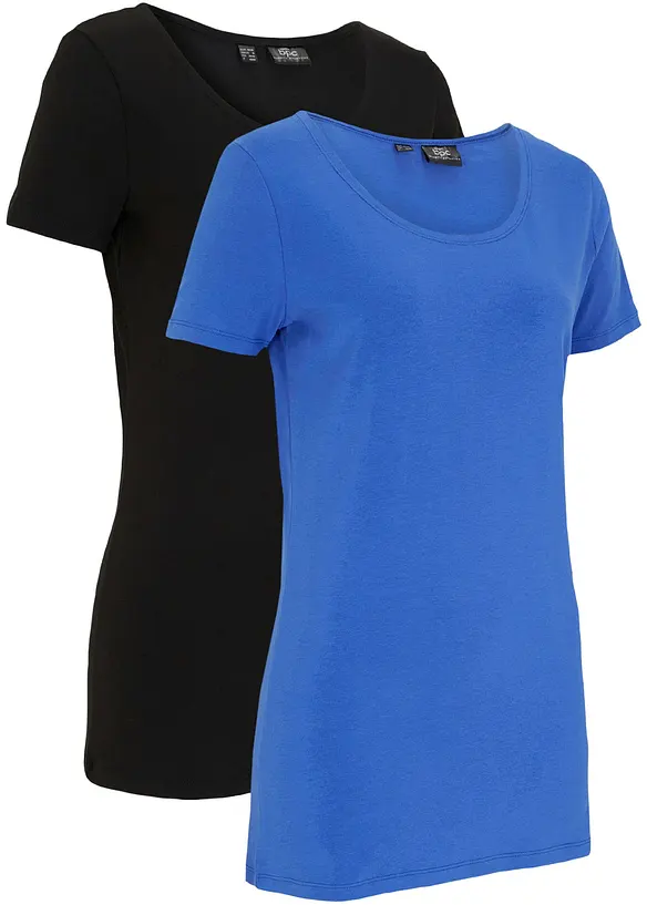 Lång topp med texttryck (2-pack), bonprix
