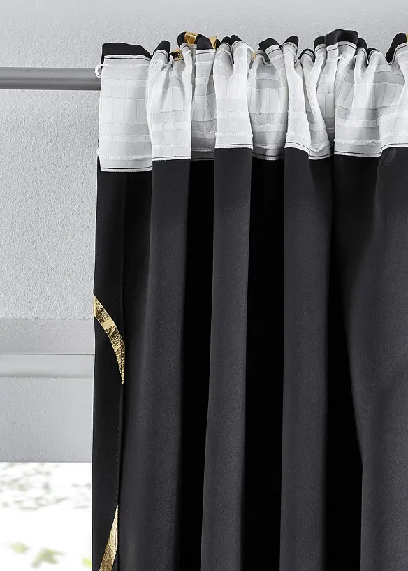 Mörkläggande gardinlängd med glansigt mönster (1-pack), bonprix
