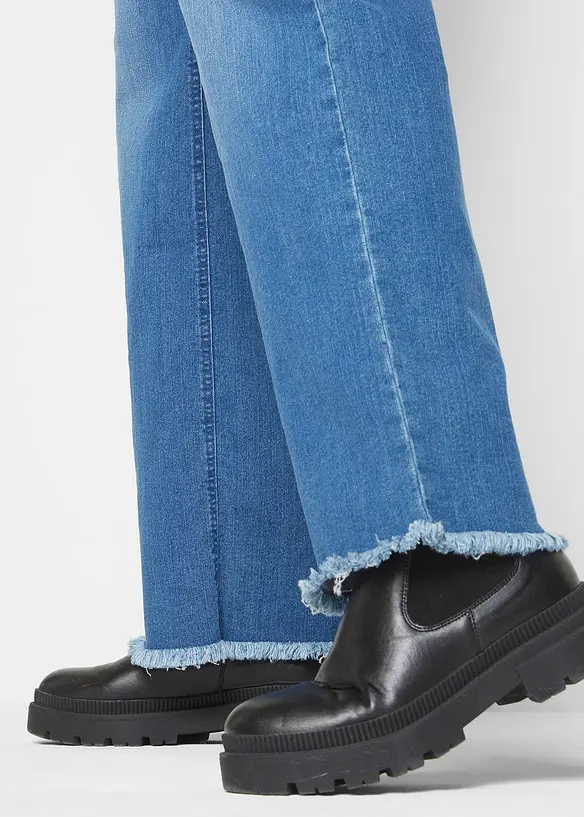 Stretchjeans med hög midja och vida ben, bonprix