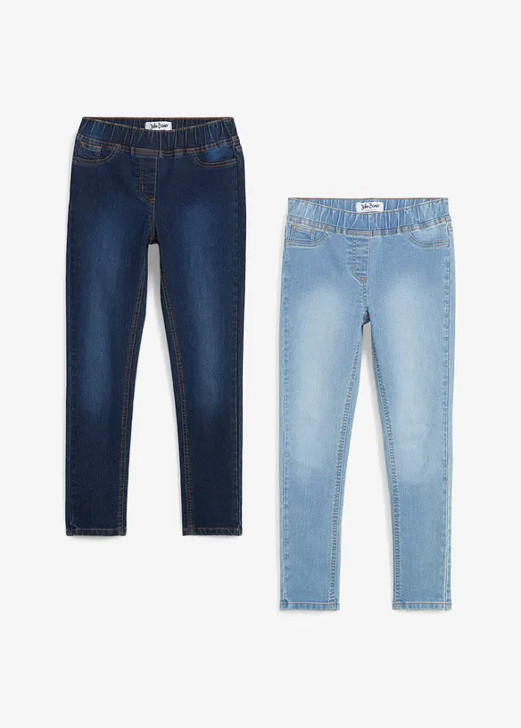 Jeggings med medelhög midja (2-pack), bonprix