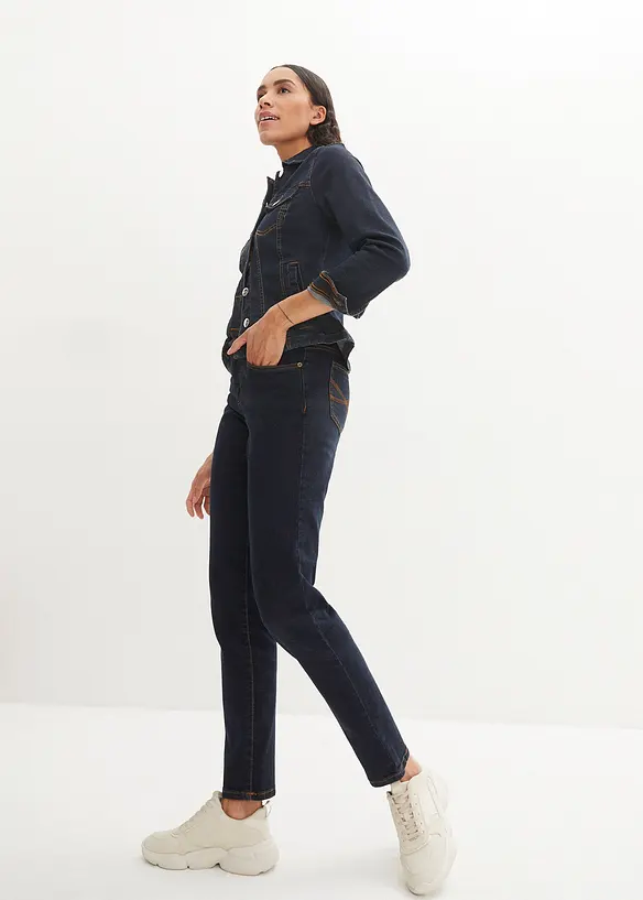 Mom Jeans Mid Waist, långa ben, bonprix