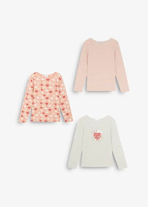 Långärmad T-shirt i ekologisk bomull (3-pack), bonprix
