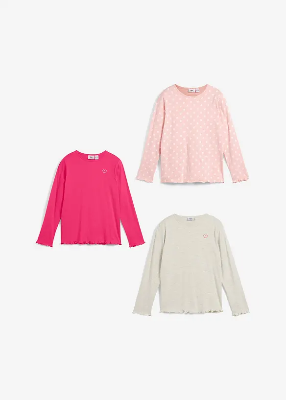 Långärmad T-shirt i ekologisk bomull (3-pack), bonprix