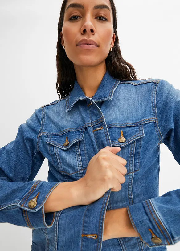 Stretchig basjeansjacka, bonprix