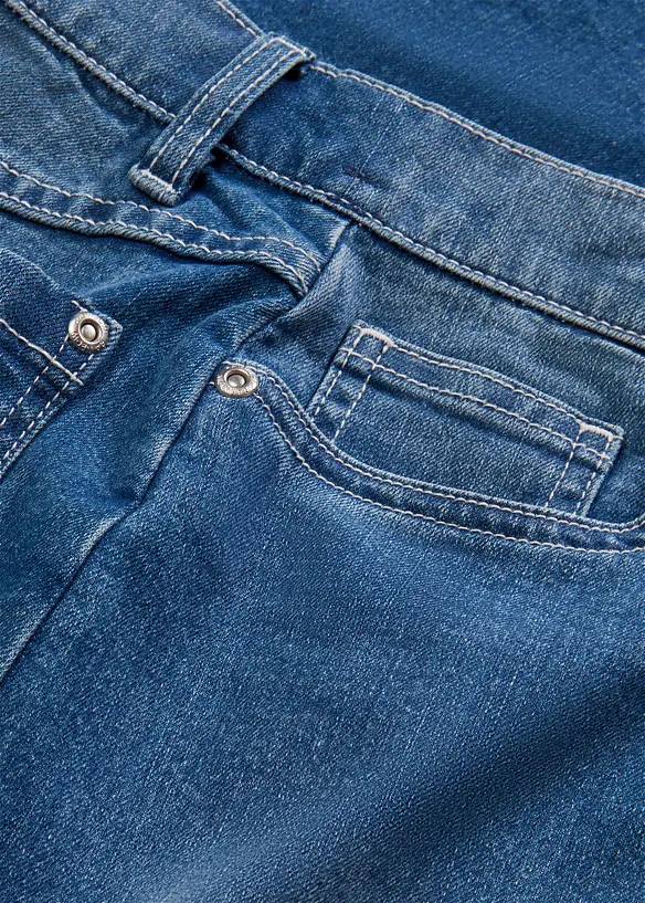 Denimkjol med slits, bonprix