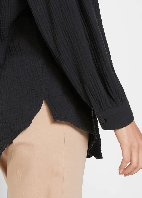 Oversize-muslinblus i bomull, lång modell, bonprix