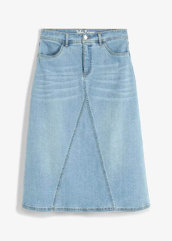 Stretchig jeanskjol, High Waist, bonprix