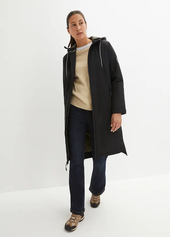 Vadderad mellanlång regnkappa, vattentät, bonprix