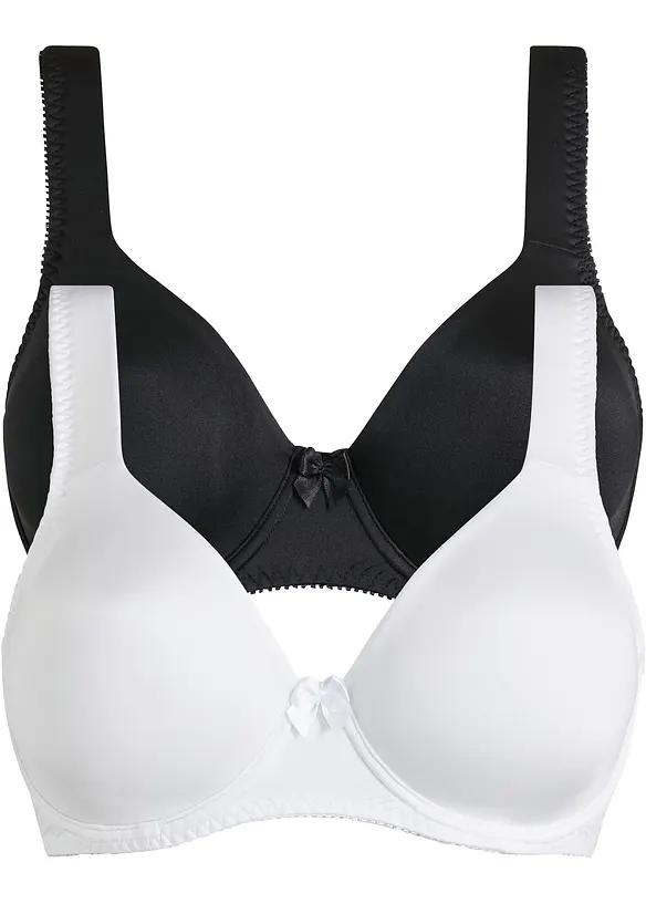 T-shirtbehå med bygel och glansigt material (2-pack), bonprix