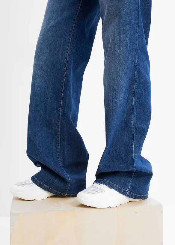 Wide Leg Jeans, Mid Waist, Stretch, bonprix