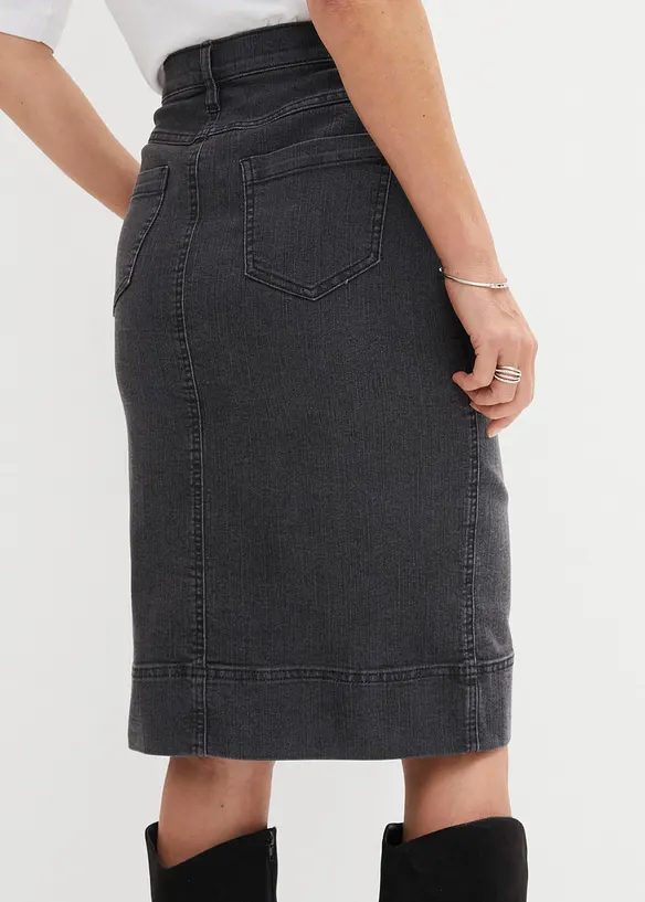 Jeanskjol med prydnadsknappar, bonprix