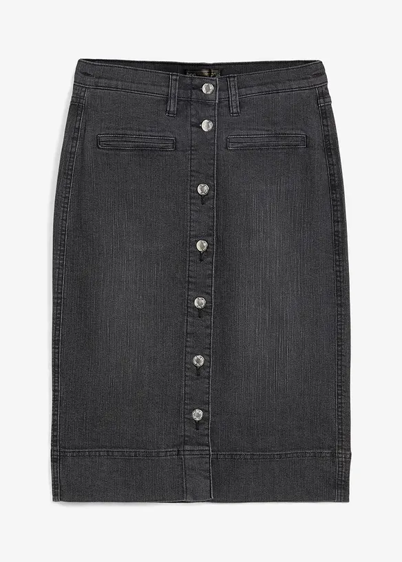Jeanskjol med prydnadsknappar, bonprix