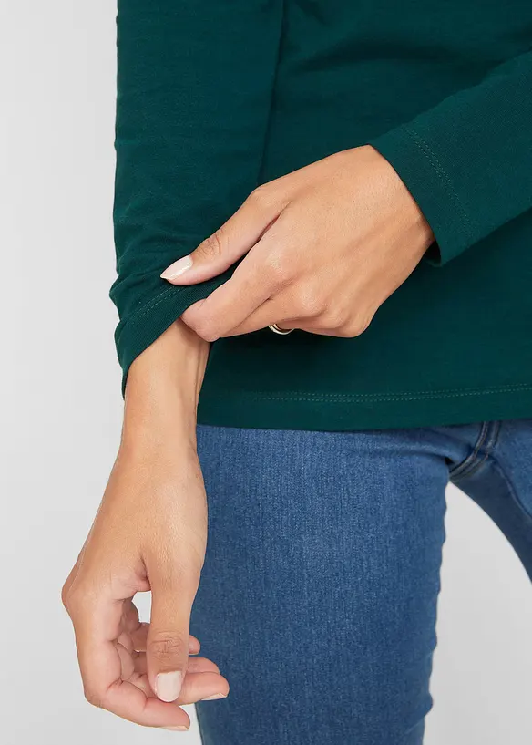 Långärmad polotröja i bomullsblandning (2-pack), bonprix