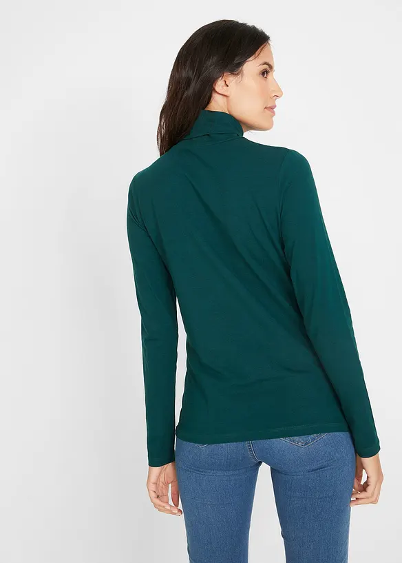 Långärmad polotröja i bomullsblandning (2-pack), bonprix