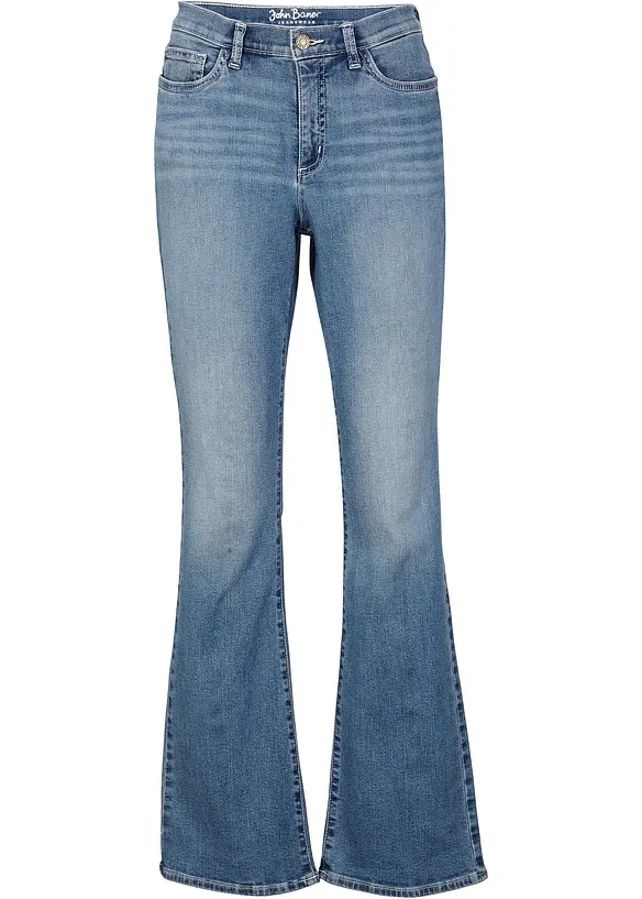 Stretchjeans med medelhög midja, ekologisk bomull, bootcut, bonprix
