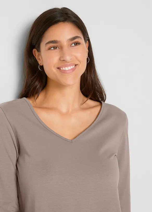 Figurnära långärmad topp (2-pack), bonprix